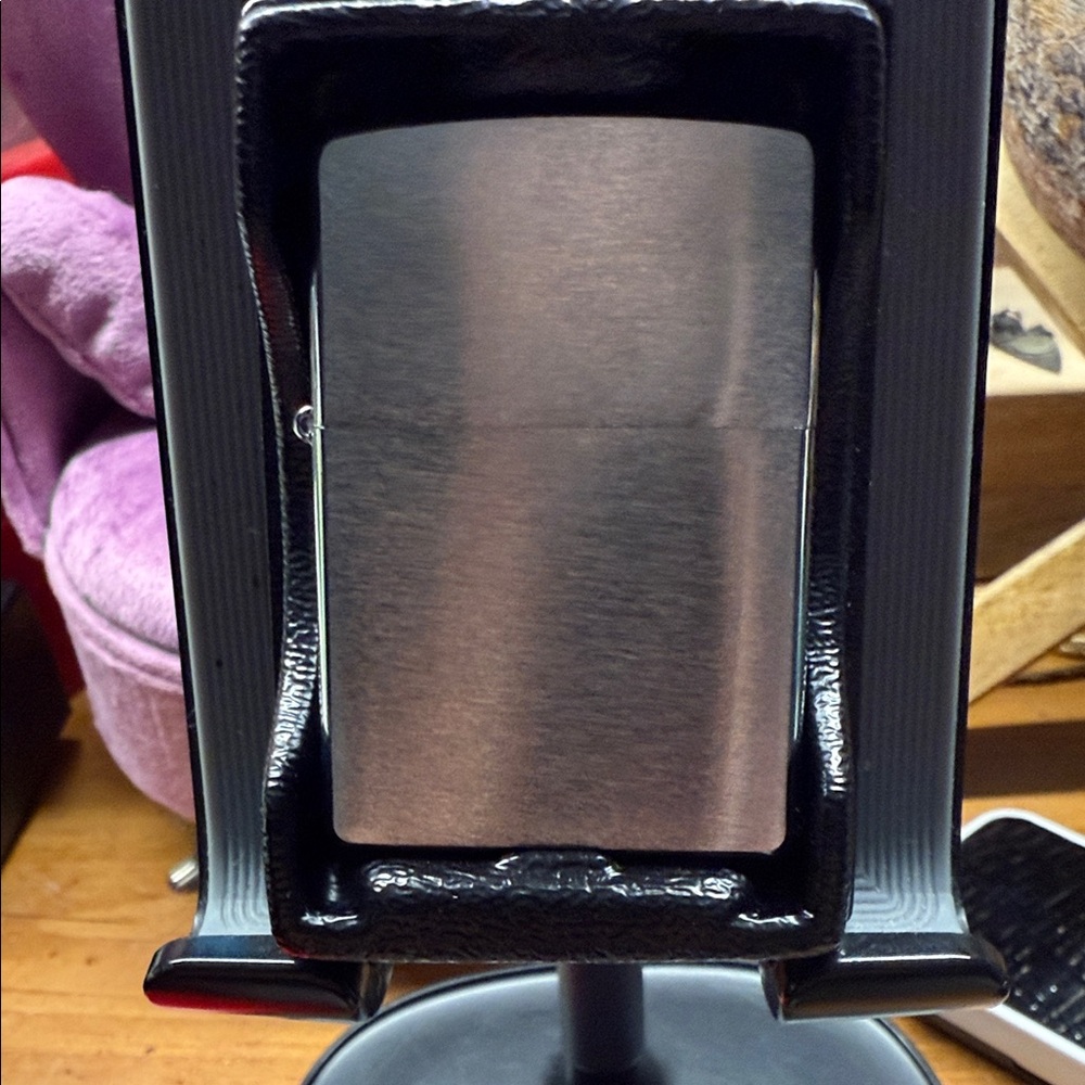 Sleek Black and Silver Phone Stand
